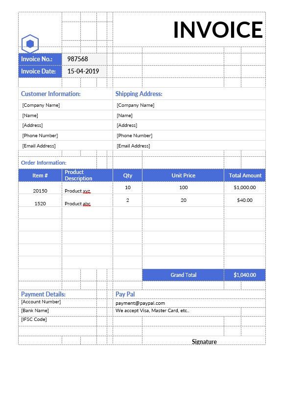 Non Tax Invoice Template PSD template